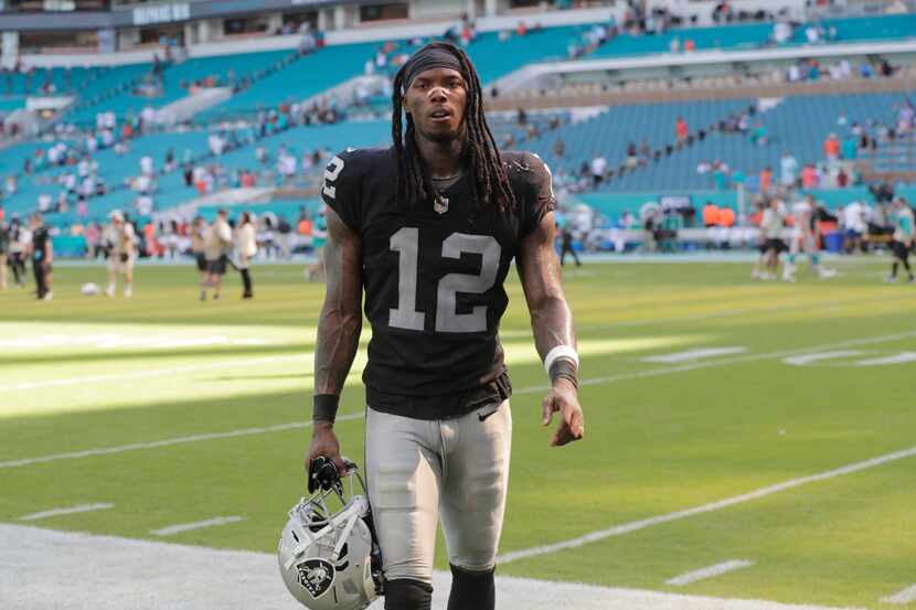 Oakland Raiders wide receiver Martavis Bryant walks off the field after an NFL football game...