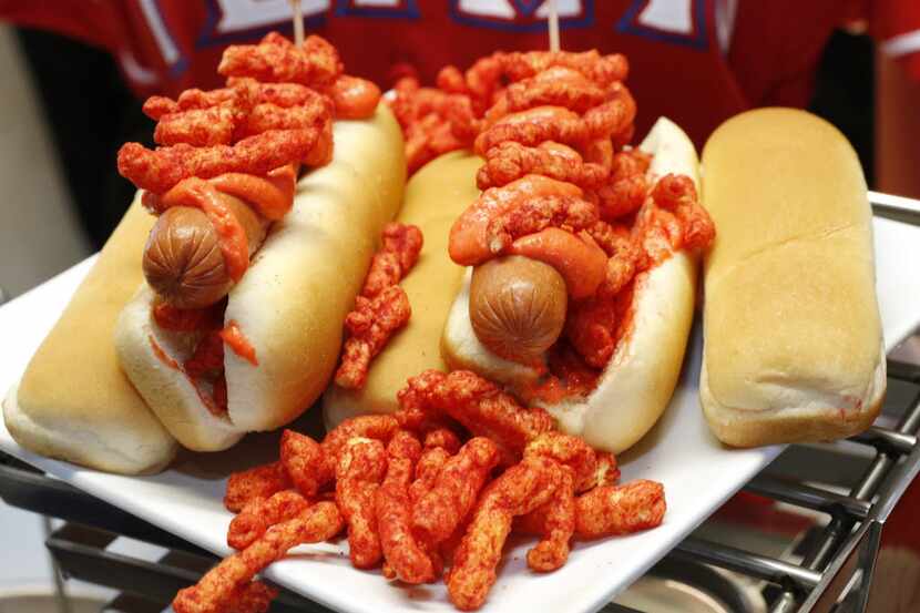 The Flamin' Hot Cheetos Dog made its debut at Texas Rangers games in 2016.