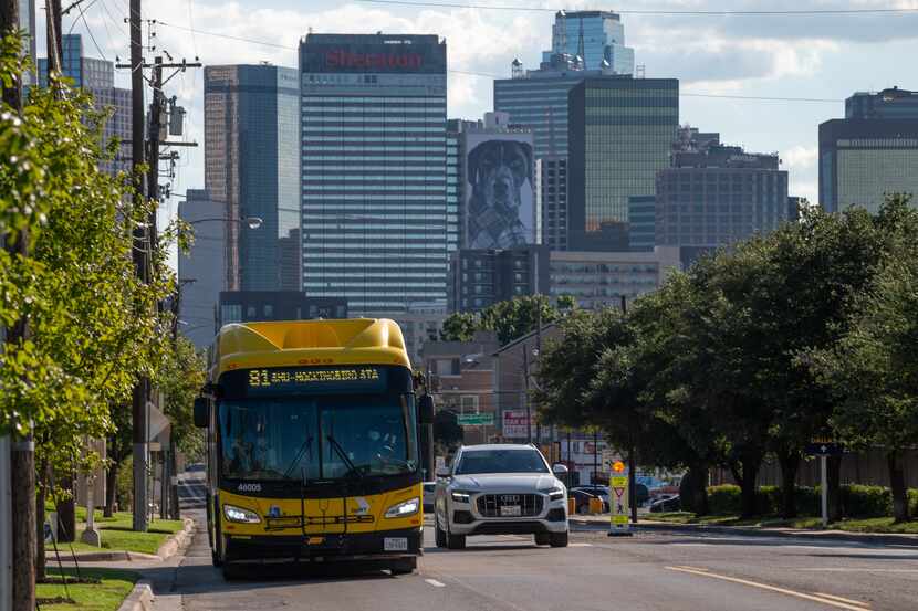 A DART bus moves along route 81 from downtown Dallas to Mockingbird Station Monday....