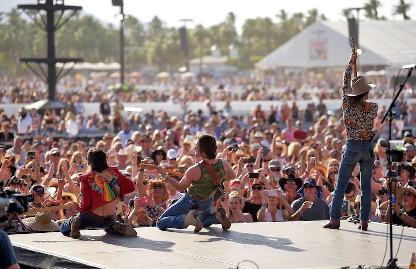 Cameron Duddy, Mark Wystrach and Jess Carson of Midland perform during the 2018 Stagecoach...