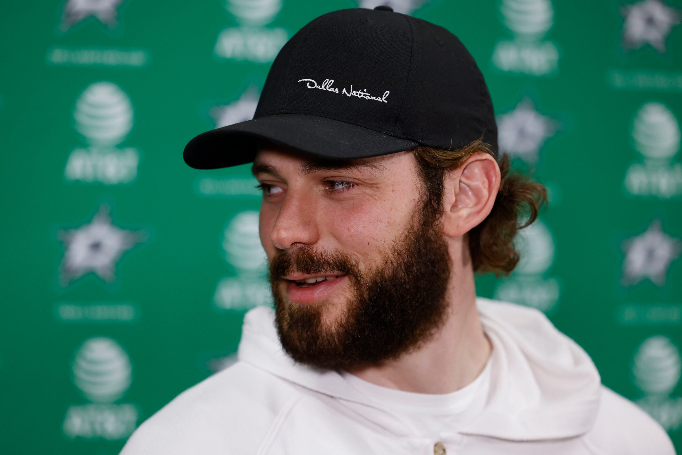 Dallas Stars center Tyler Seguin speaks during Dallas Stars season wrap news conference on...