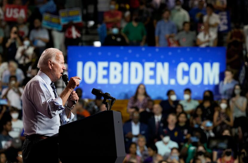 ROCKVILLE, MD - AUGUST 25: U.S. President Joe Biden spoke during a rally hosted by the...