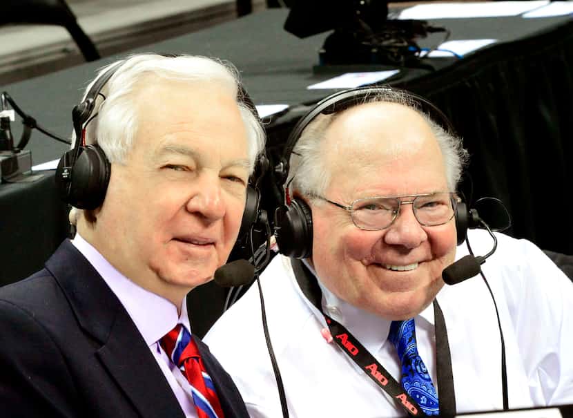 CBS Sports' NCAA Tournament broadcasters Bill Raftery (left) and Verne Lundquist (right) at...