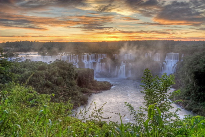 Iguazu Falls, which straddles the border of Brazil and Argentina, was named one of the New...