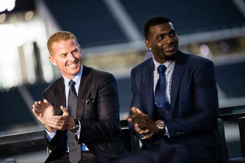 Jason Garrett, Dez Bryant at the Hublot watch launch party at Cowboys Stadium in 2014....