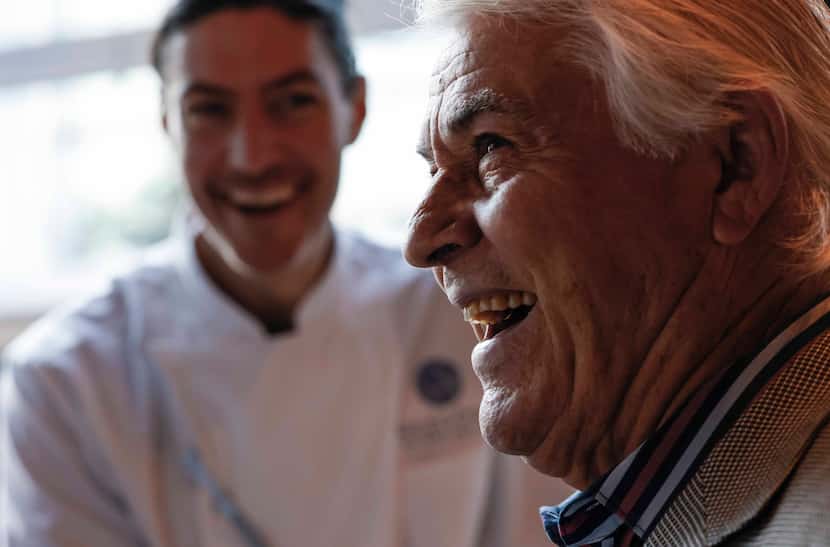 Franceso Secchi, father of chef Stefano Secchi, laughs during a dinner at Meridian.