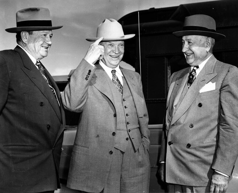 Gen. Dwight D. Eisenhower (center) said he was in Fort Worth to take off his shoes and sit...