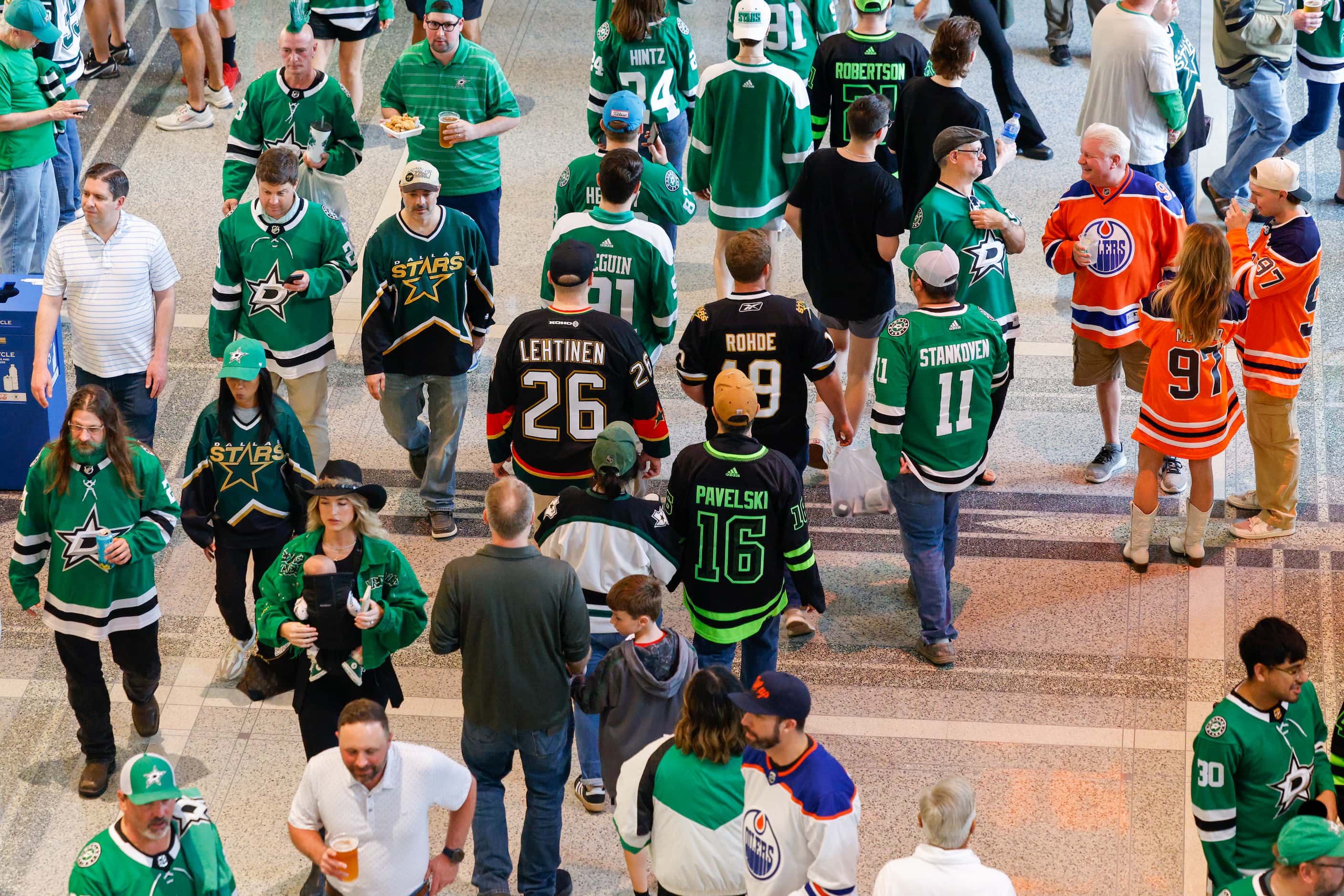 Hockey fans walk the main concourse before Game 2 of the NHL hockey Stanley Cup Western...