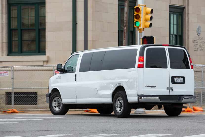 A prisoner transport van leaves the United States District Court for the Eastern District of...