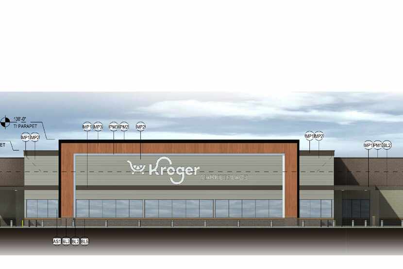 Architect's drawing of a 123,000-square-foot Kroger Marketplace under construction at the...