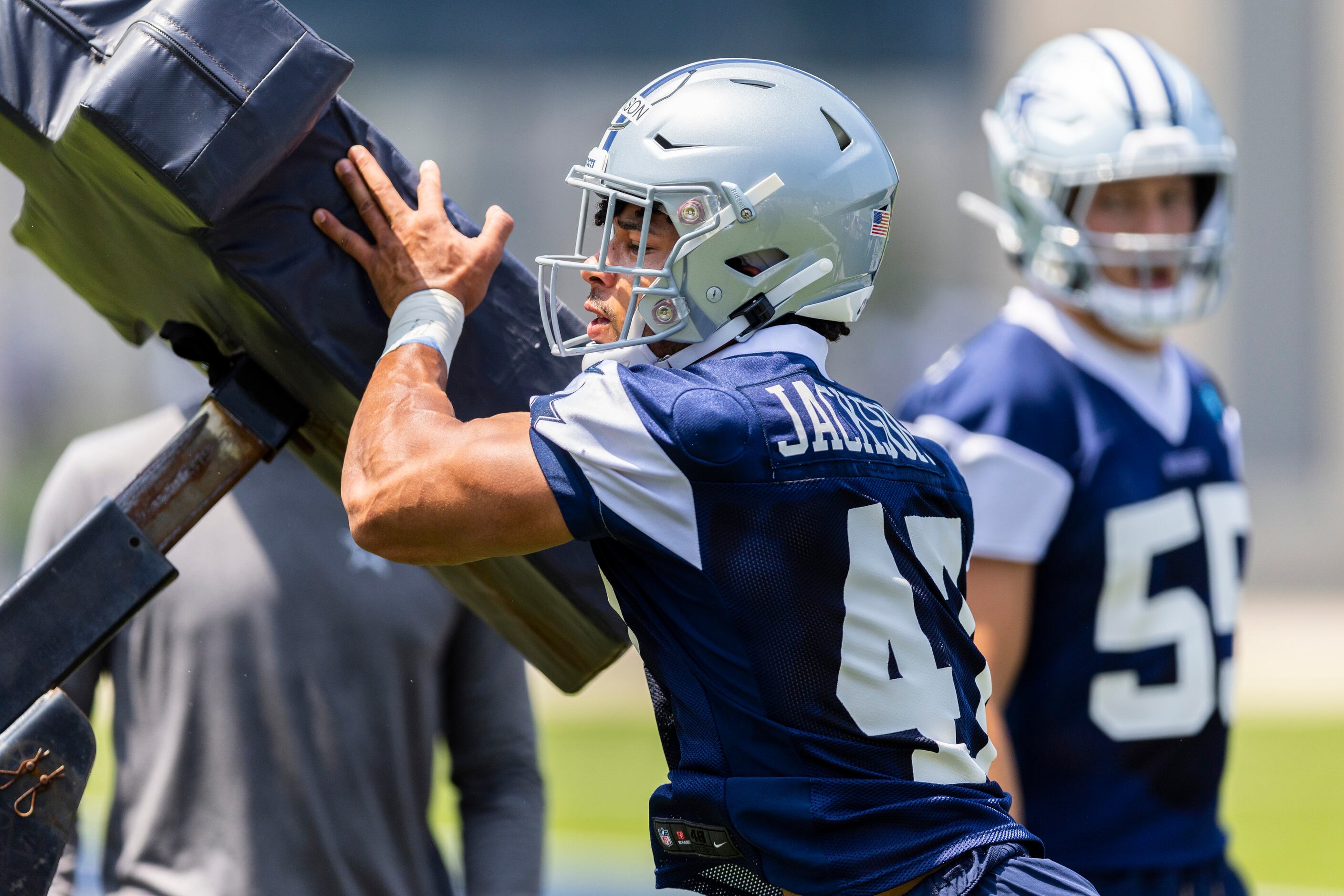 Dallas Cowboys linebacker Storey Jackson looks on during the NFL