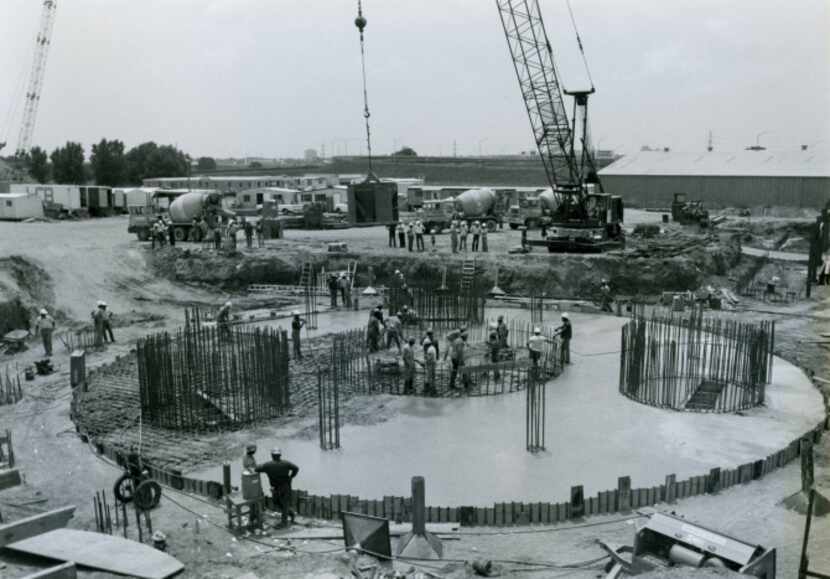 A "table base" was laid for Reunion Tower in 1976. The column stood 500 feet tall on...