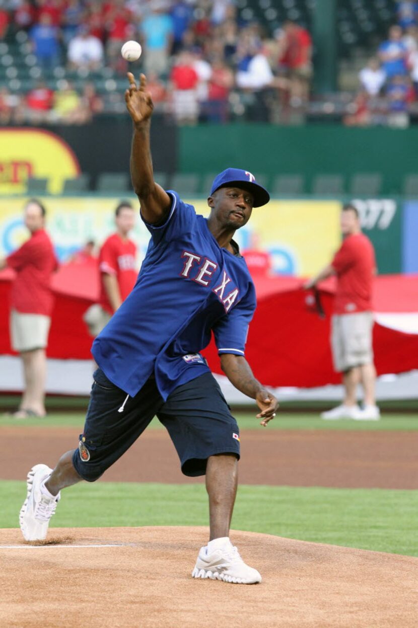 Jul 22, 2011; Arlington, TX, USA; Dallas Mavericks guard Jason terry (31) throws out the...