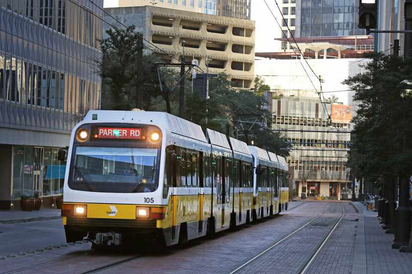 The DART Red Line train, photographed at the St. Paul station in downtown Dallas on Dec. 21,...