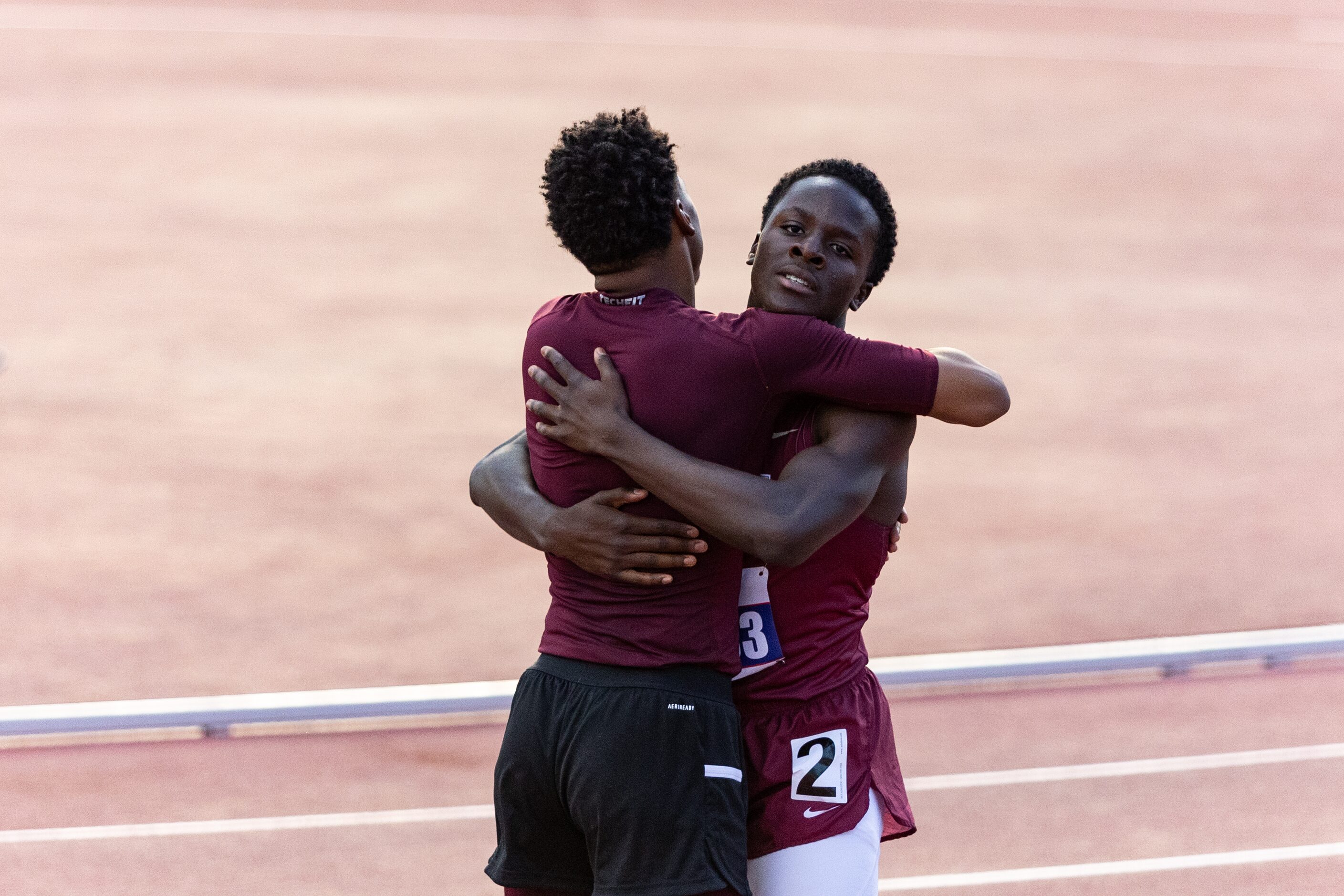 Cameron Boger of Mesquite, left, congratulates Eugene Liger of Cypress Woods after the boys’...