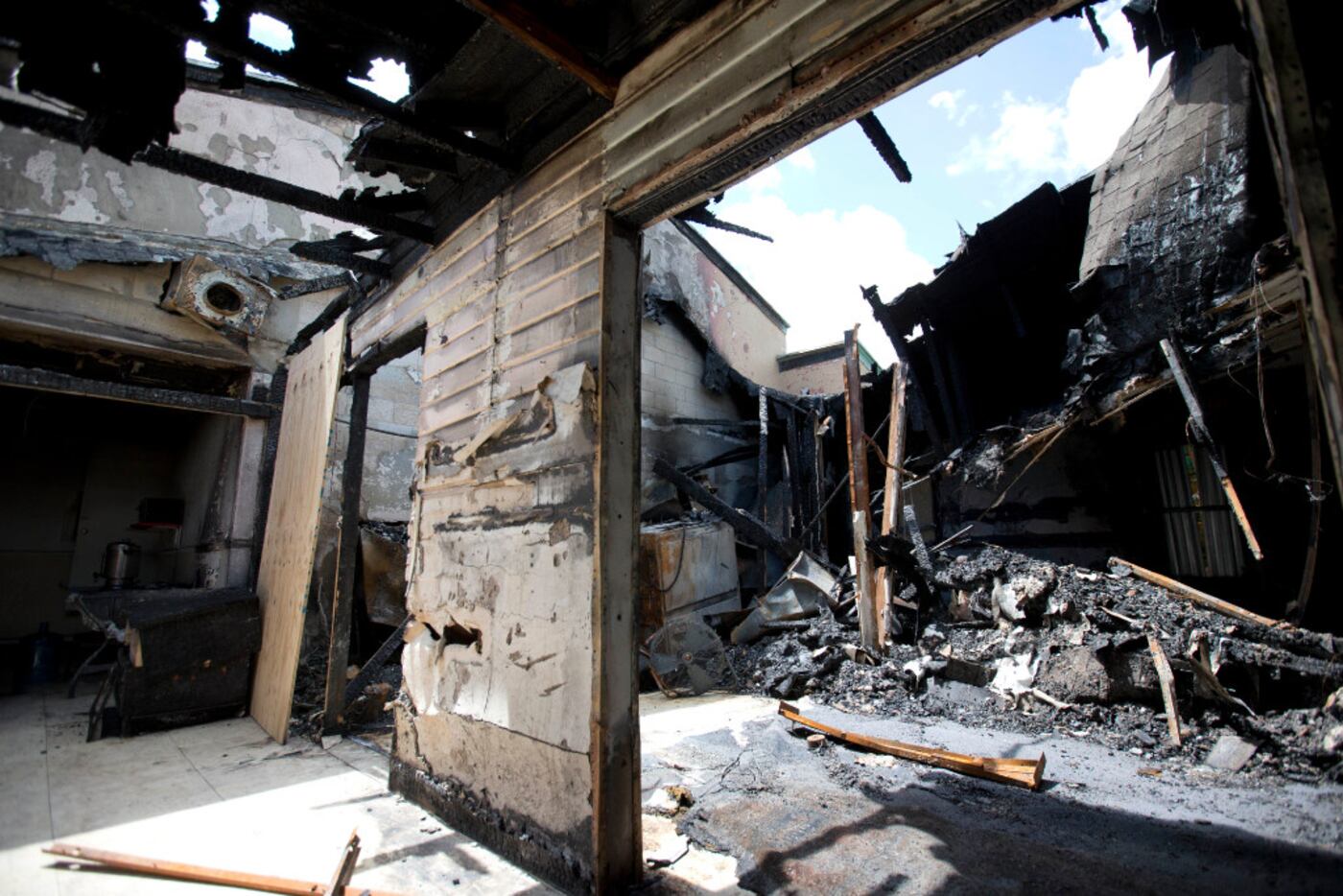 The charred remains of the Islamic Center of Fort Pierce are shown, Thursday, Sept. 15,...