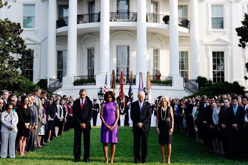 U.S. President Barack Obama, First Lady Michelle Obama, Vice President Joe Biden and Jill...