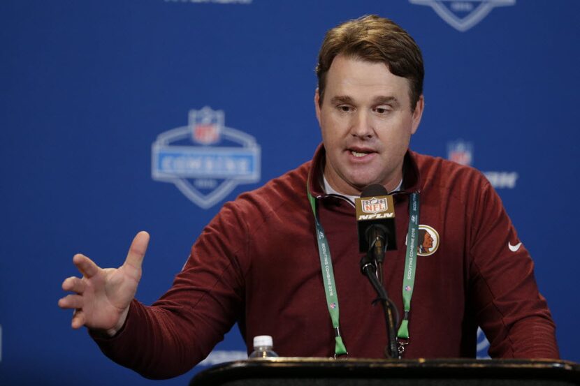 Washington Redskins head coach Jay Gruden speaks during a press conference at the NFL...