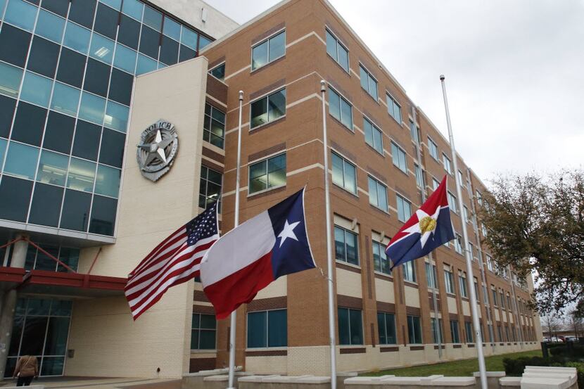 Flags fly at half-mast at Jack Evans Police Headquarters in honor of former First Lady Nancy...