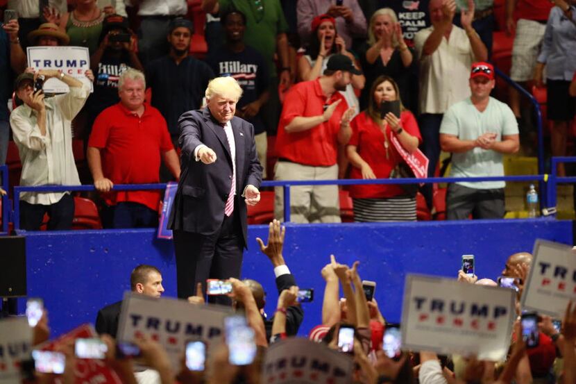 Republican Presidential candidate Donald Trump at the Travis County Exposition Center in...