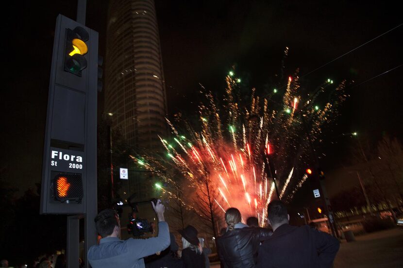 
A fireworks display in the parking lot officially closed Chalet Dallas.
