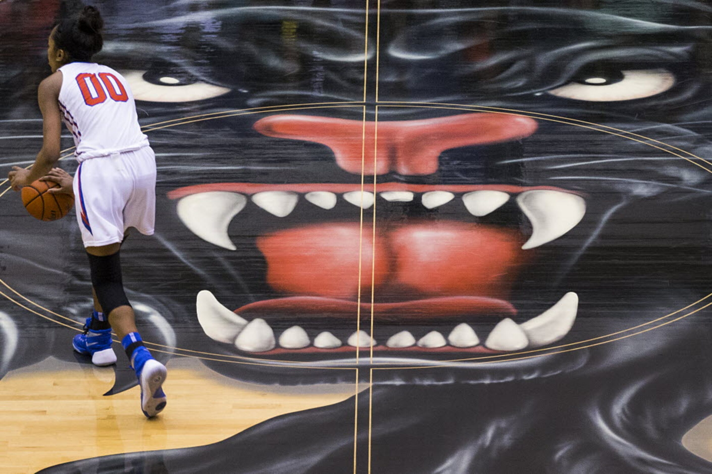 Duncanville forward Zarielle Green brings the ball up the court during the second half of a...