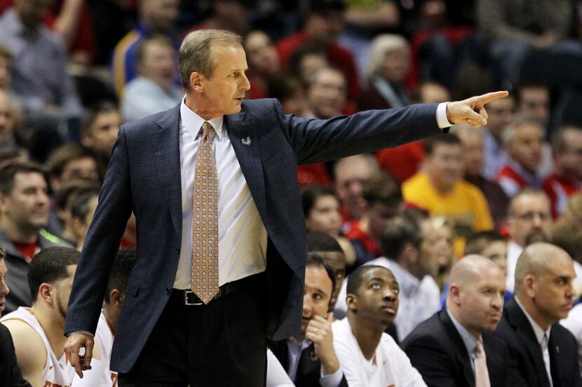 Head coach Rick Barnes of the Texas Longhorns reacts in the first half against the Arizona...