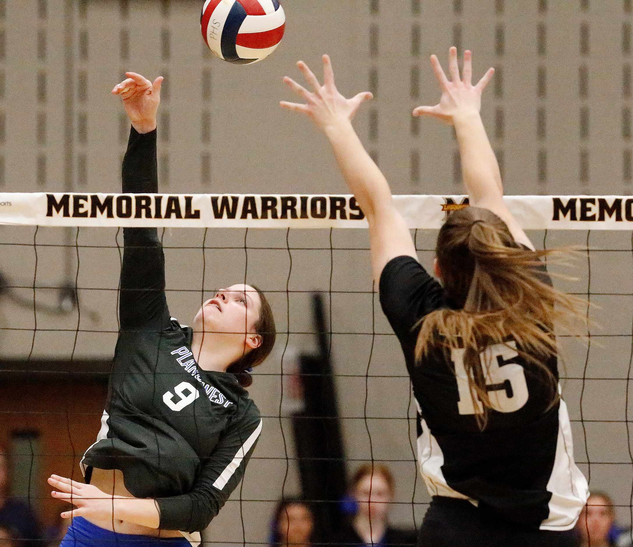 Plano West High School middle Ansley Denison (9) hits past Prosper High School outside...