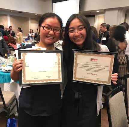2018 American Dream Scholarship winners included Eh Kaw Thaw (left) and Kaci Nguyen....