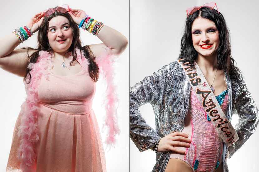 Composite photos of Katie, 18, (left) and Ashlynn, 17, posing for portraits during the...