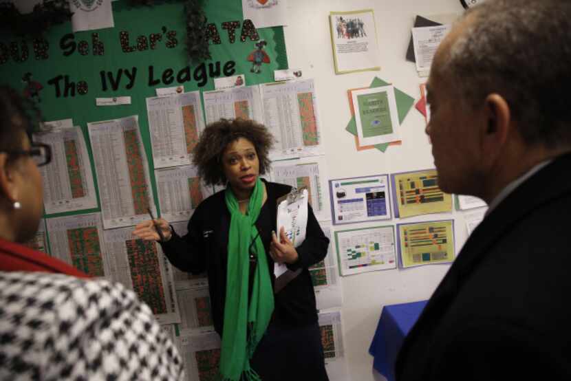 Dayanna Carson, principal at Lee A. McShan Jr. Elementary, explained the school's Ivy League...