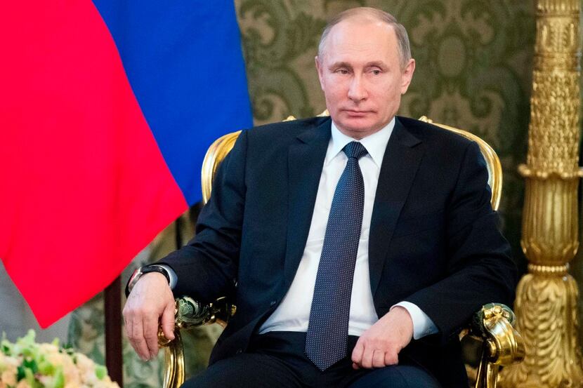 Russian President Vladimir Putin attends a meeting with his Uzbek counterpart at the Kremlin...
