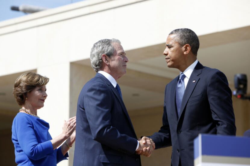 President Barack Obama had only good things to say about former President George W. Bush at...