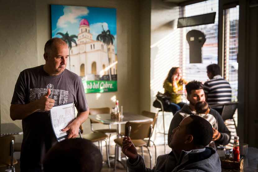 Owner Ernesto Velez chatted with customers at the Havana Cafe in Casa Linda on Saturday, one...