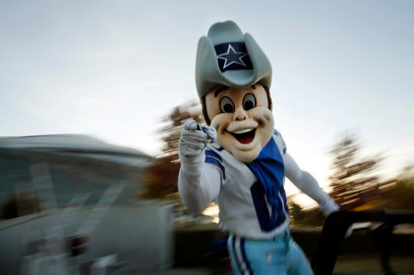 Dallas Cowboys mascot Rowdy trolls the parking lot getting fans excited about the game...