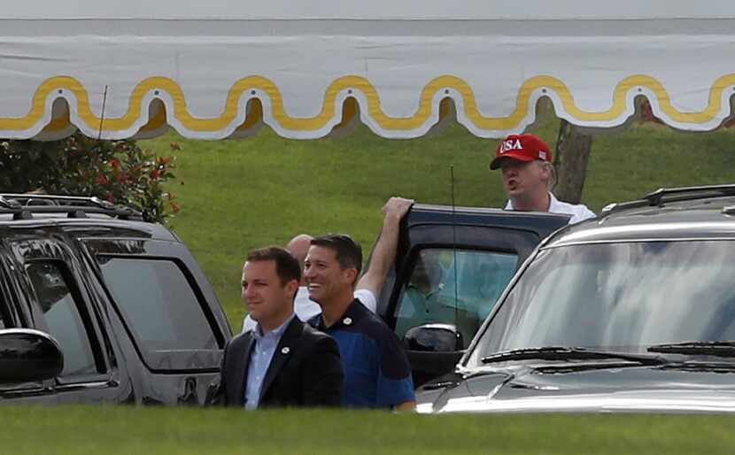 President Donald Trump departs Mar-a-Lago on Sunday, heading for the Trump International...