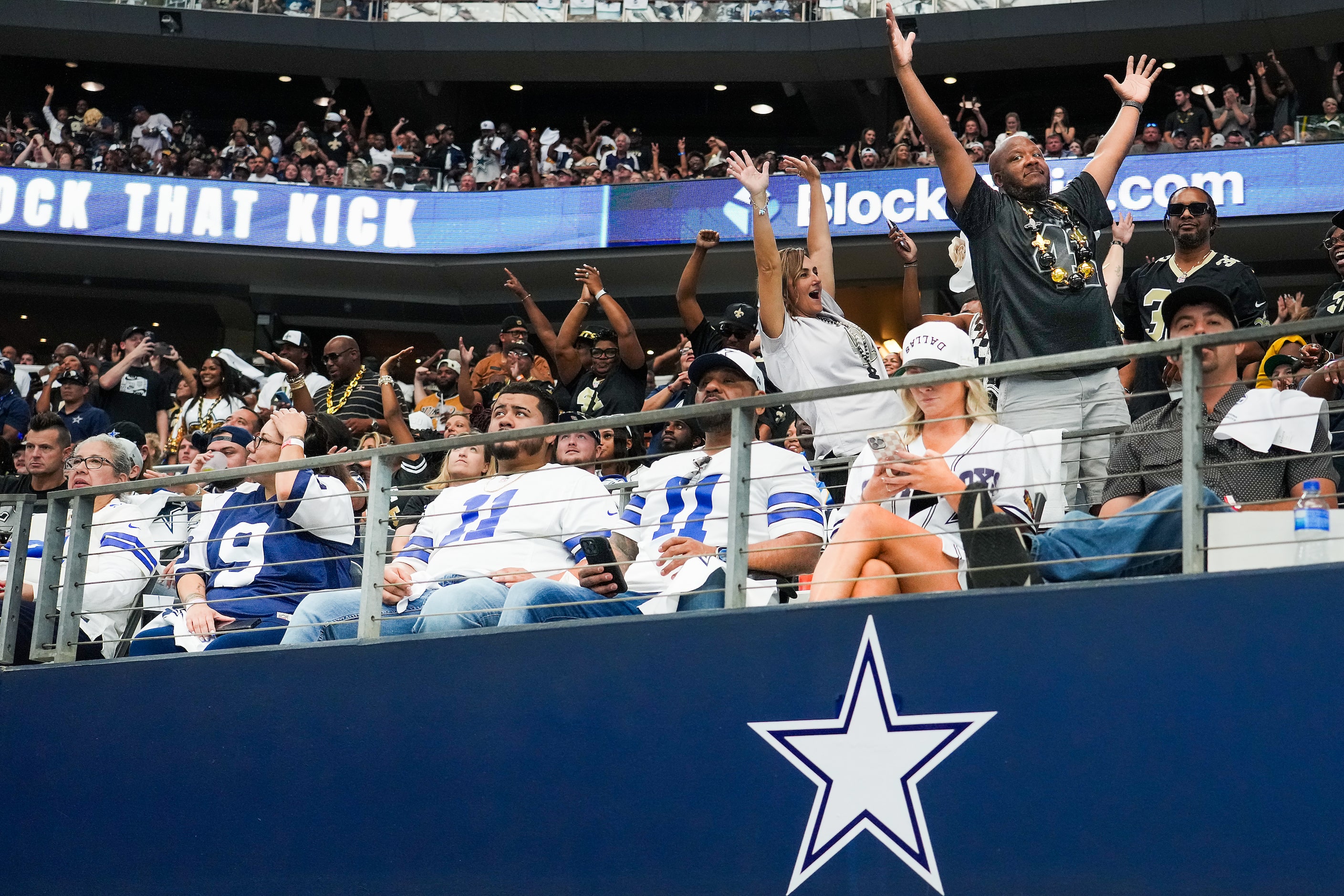 New Orleans Saints fans celebrate after wide receiver Rashid Shaheed (22) scored on a...