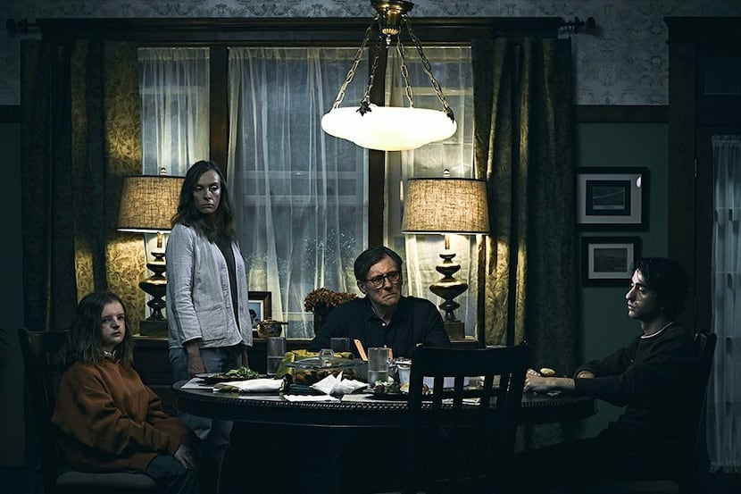Gabriel Byrne, Toni Collette, Alex Wolff and Milly Shapiro star in Hereditary. 