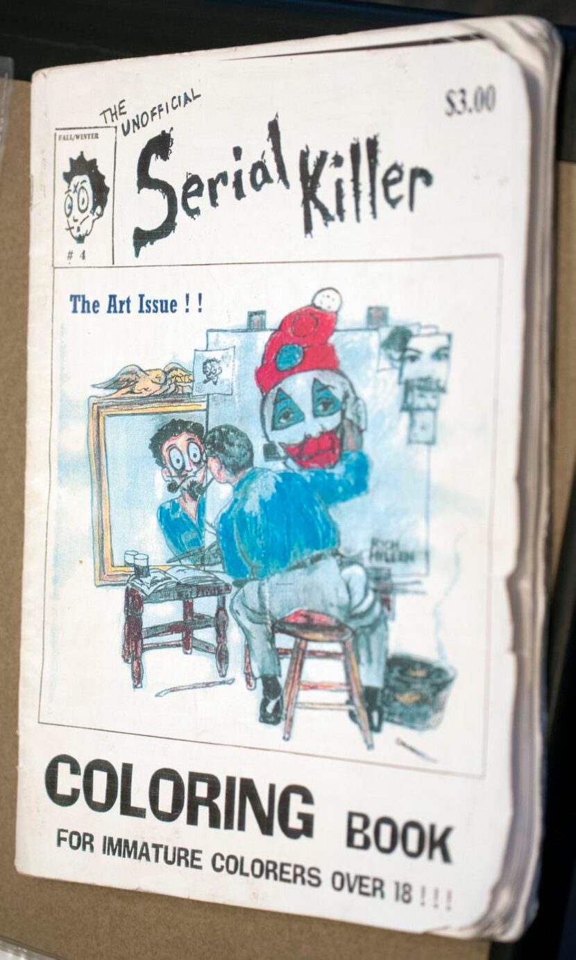 
A serial killer coloring book was among items on display at the Police Department on...