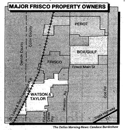 Major Frisco Property Owners: Graphic published alongside story in July 15, 1984 issue of...