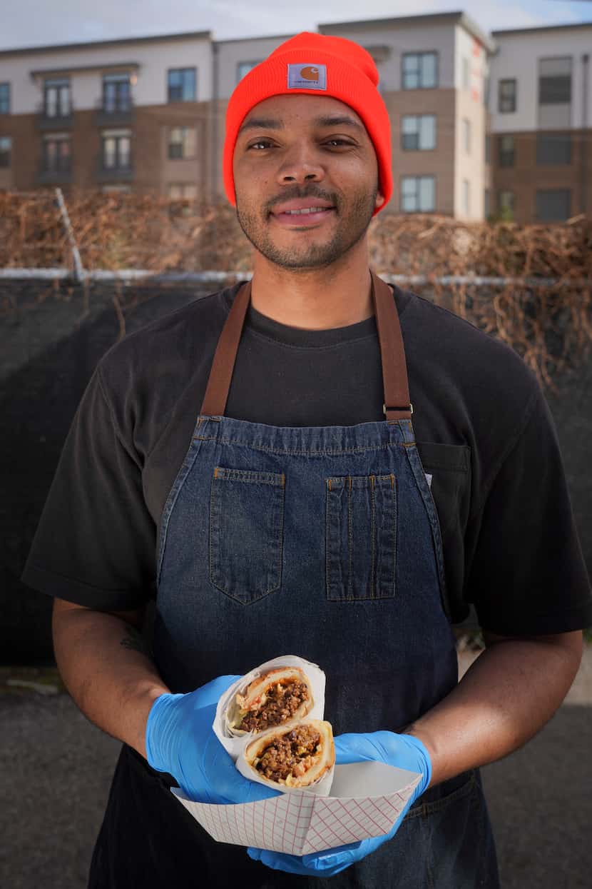 Desmon Coleman, owner of Hustle Town, offers a chopped cheese sandwich in addition to pizzas.