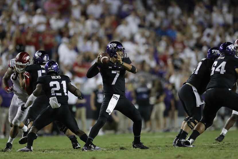 FORT WORTH, TX - SEPTEMBER 10:  Kenny Hill #7 of the TCU Horned Frogs throws against the...