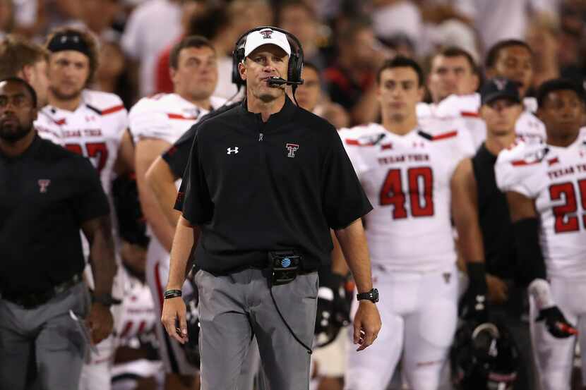 FILE - Texas Tech head coach Matt Wells watches from the sideline during the second half of...
