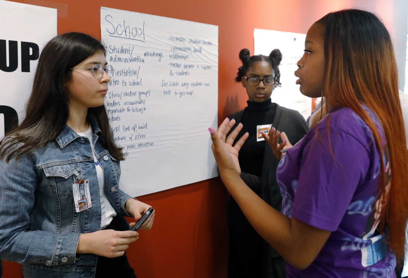 Jeanette Lomeli (from left) of Yvonne A. Ewell Townview Magnet Center, Chelsea Collins of...