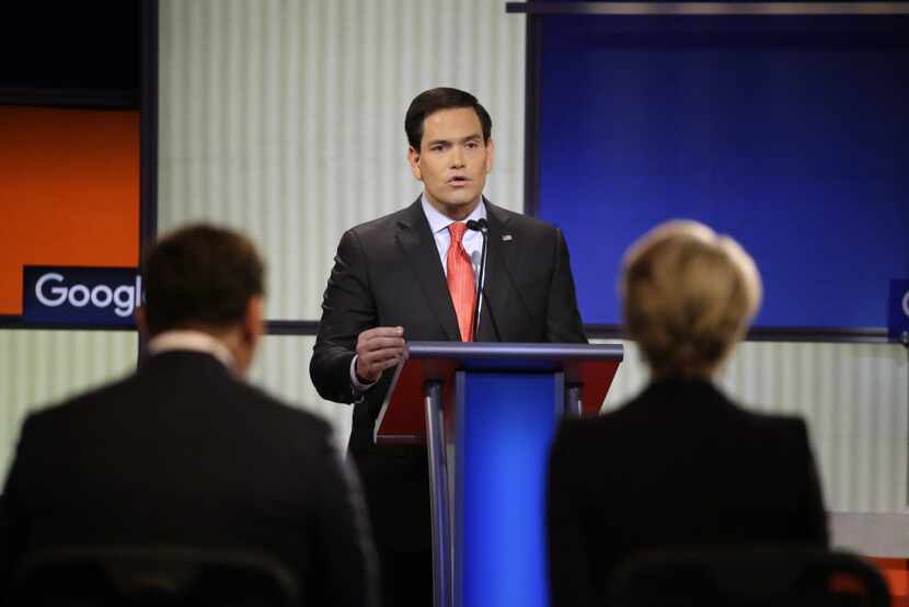  Marco Rubio speaks during a Republican presidential primary debate, Thursday, Jan. 28,...