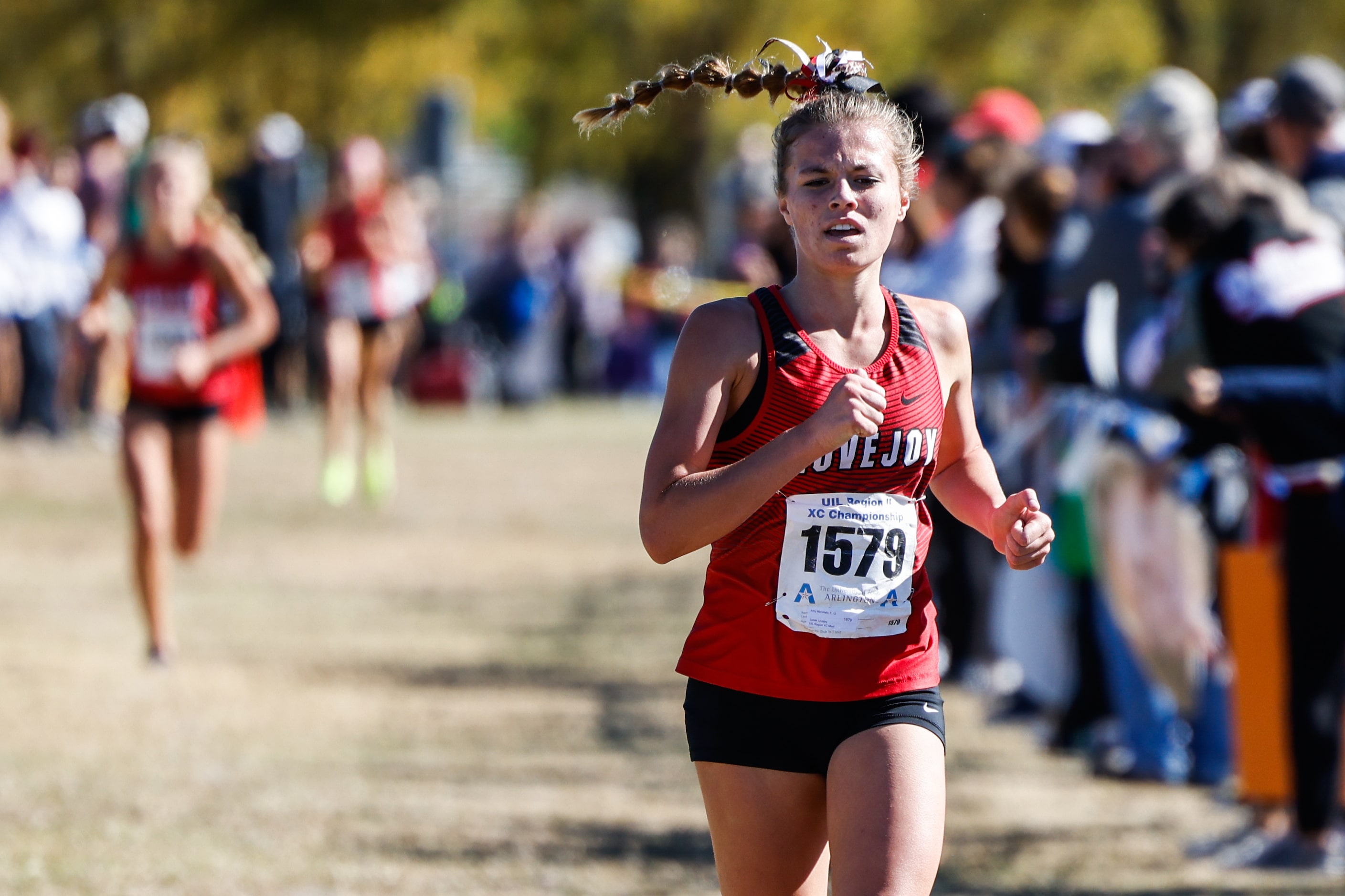 Amy Morefield (1579) from Lucas Lovejoy team approaches the finish line first during the...