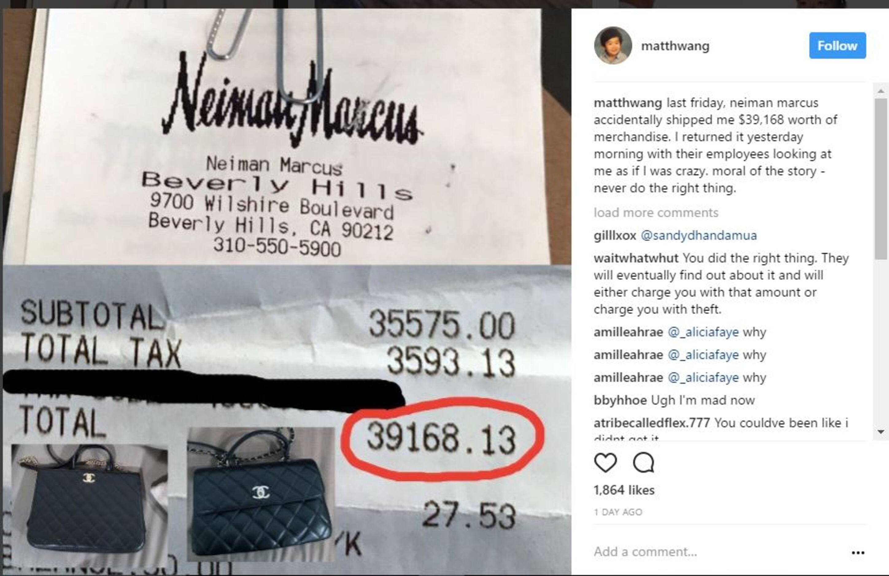 If Neiman Marcus shipped you $40,000 worth of handbags by