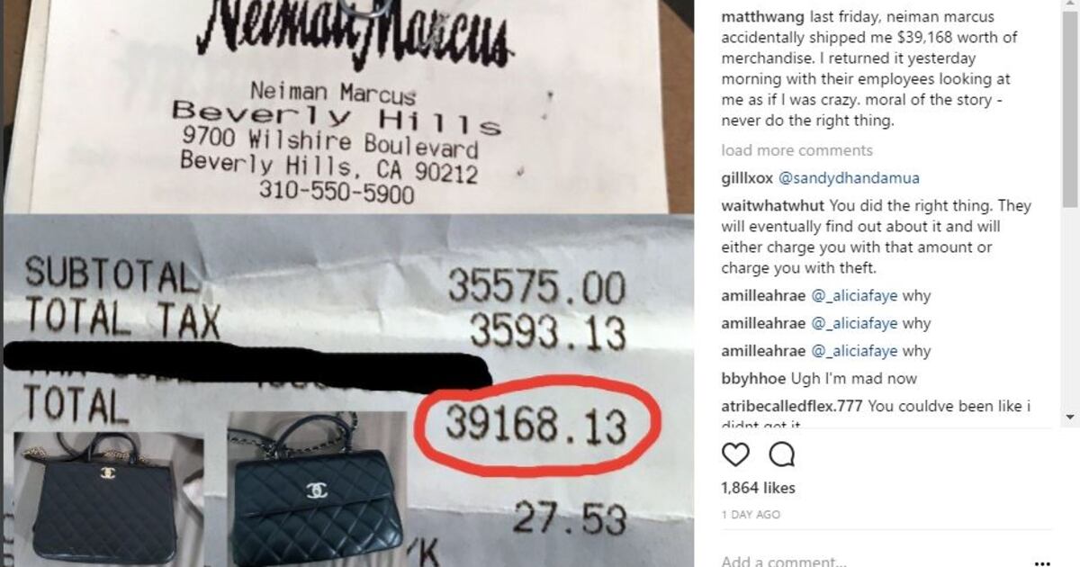 If Neiman Marcus shipped you $40,000 worth of handbags by mistake