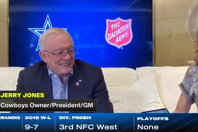 Screen capture of the Dallas Cowboys owner and general manager Jerry Jones and Dallas...