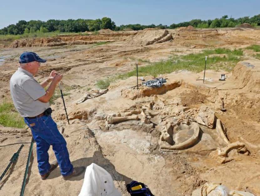 
Wayne McEwen snapped a photo Friday of the mammoth bones that were found in his gravel pit....